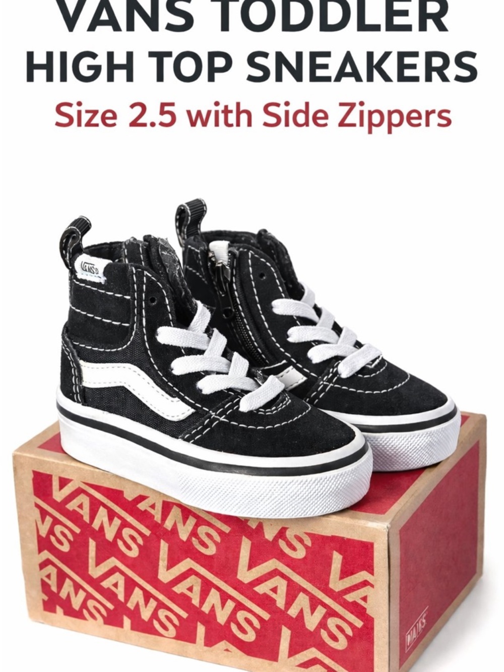 Vans Black and White Toddler High Top Sneakers